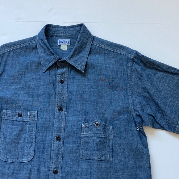 Well Made Non Stock 1942 Model Workwear Retro Button up Chambray shirt Amekaji - Picture 3 of 13